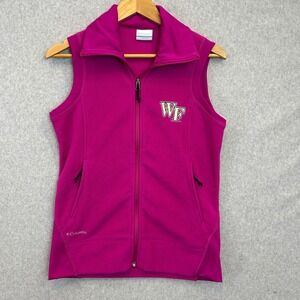 Columbia Fleece Vest Magenta Pink Wake Forest University Full Zip Womens Size M